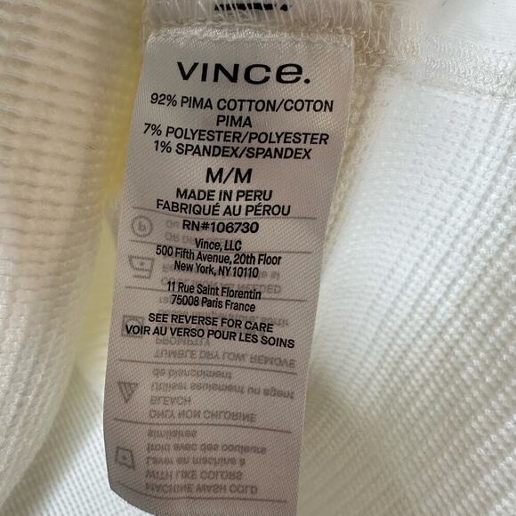 NWT Vince Thermal Crewneck Long Sleeve Shirt Men's Cream Size Medium - Picture 4 of 6